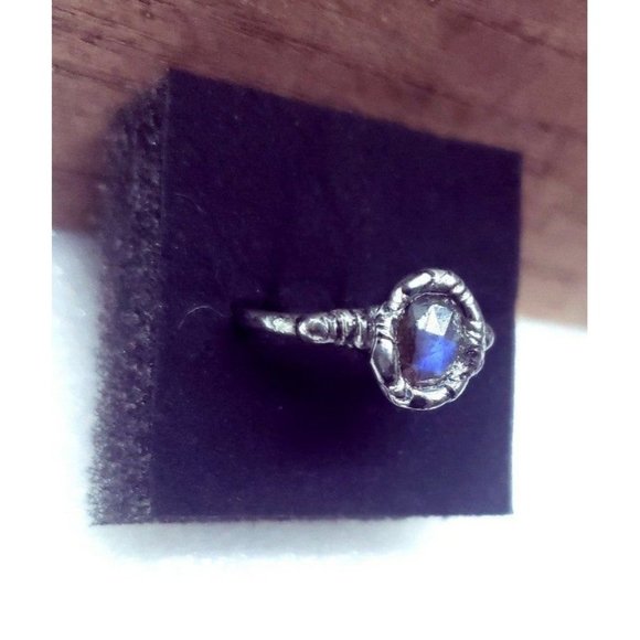 Blue faceted labradorite crystal Ring size 7 - Picture 5 of 12